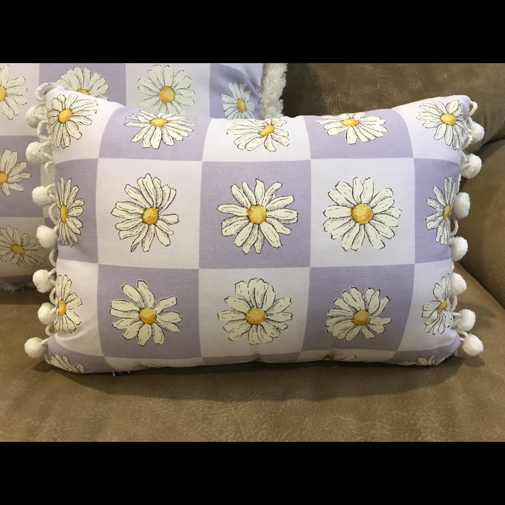 Lavender Daisy Checkerboard Light Green Gingham